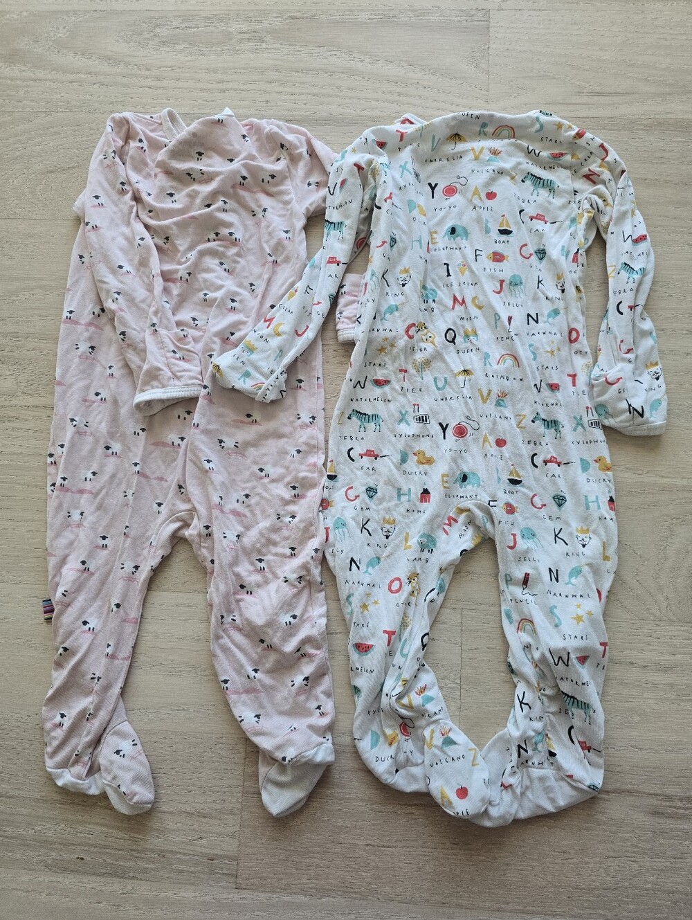 Magnetic Me Kids' Pink & White Alphabet One-Piece Sleepers (2-Pack)